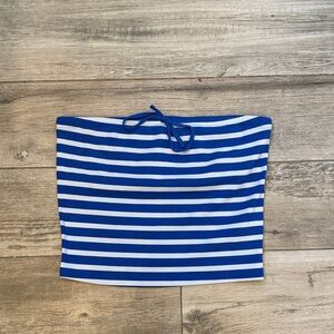 American Eagle Blue and White Striped Tube Top